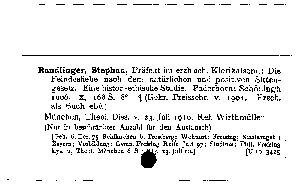 [Katalogkarte Dissertationenkatalog bis 1980]