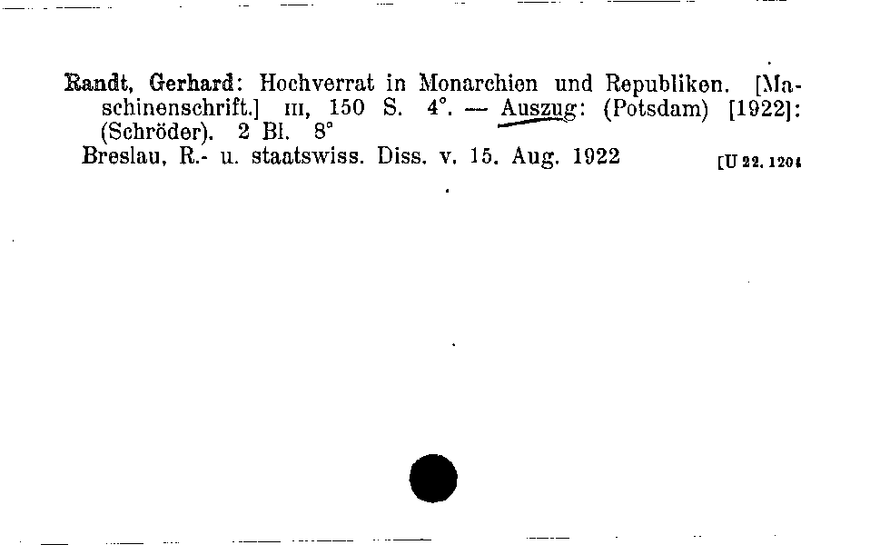 [Katalogkarte Dissertationenkatalog bis 1980]