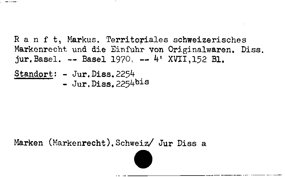 [Katalogkarte Dissertationenkatalog bis 1980]