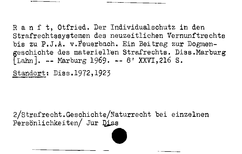 [Katalogkarte Dissertationenkatalog bis 1980]