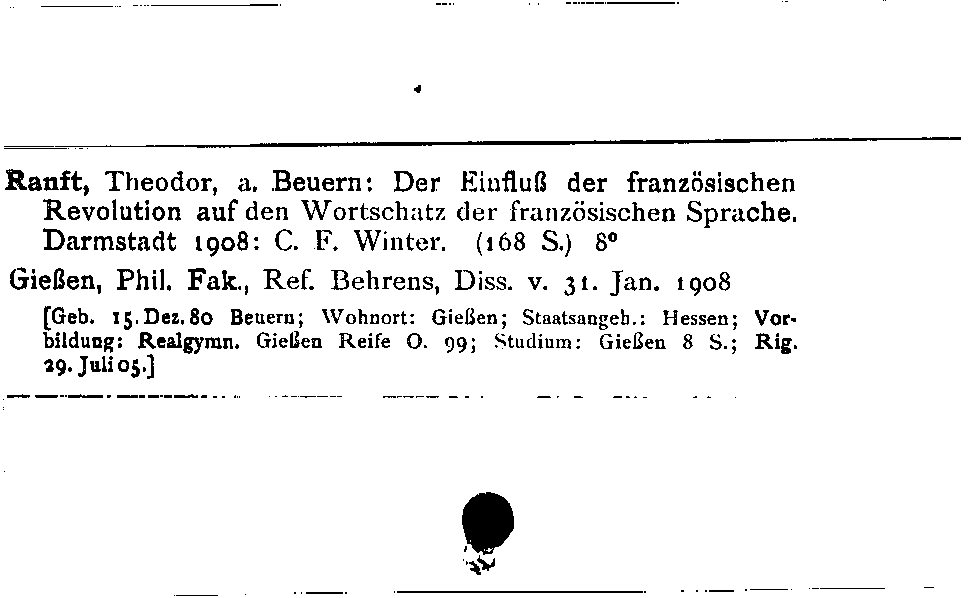 [Katalogkarte Dissertationenkatalog bis 1980]