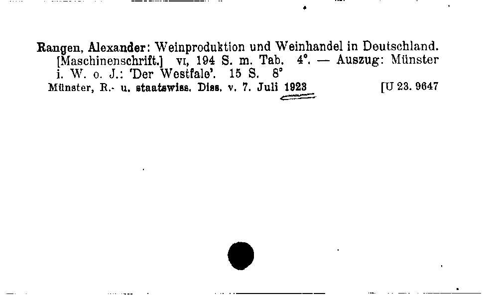 [Katalogkarte Dissertationenkatalog bis 1980]