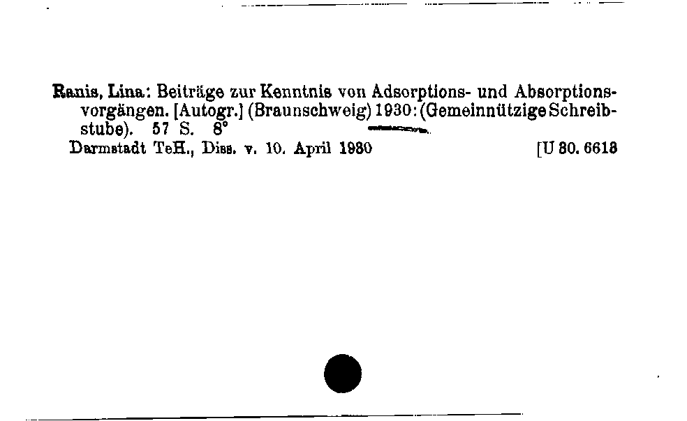 [Katalogkarte Dissertationenkatalog bis 1980]