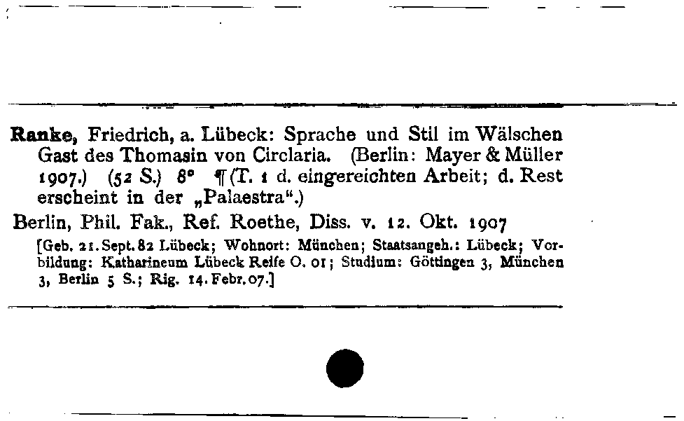 [Katalogkarte Dissertationenkatalog bis 1980]