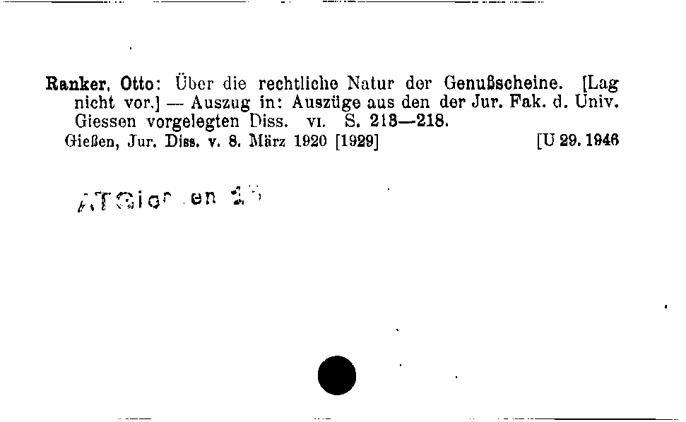 [Katalogkarte Dissertationenkatalog bis 1980]