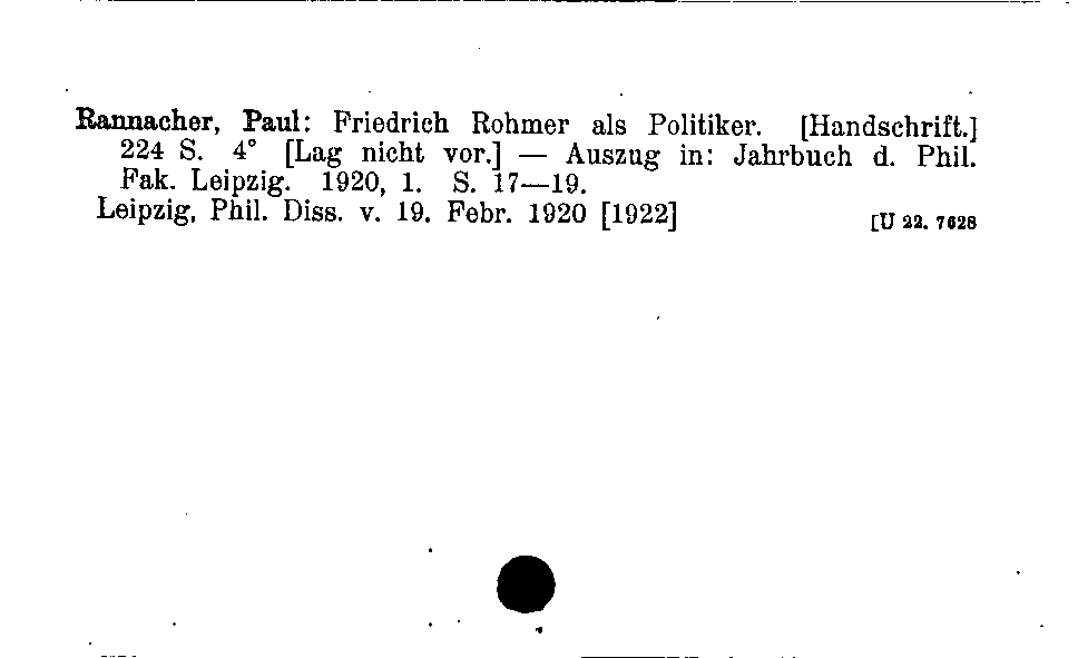 [Katalogkarte Dissertationenkatalog bis 1980]