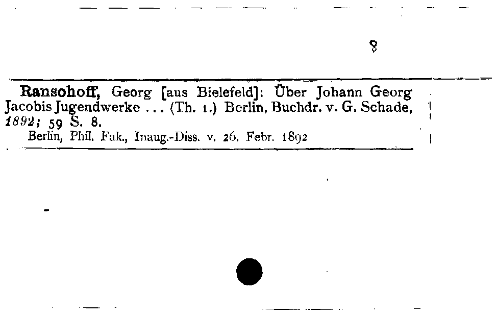 [Katalogkarte Dissertationenkatalog bis 1980]