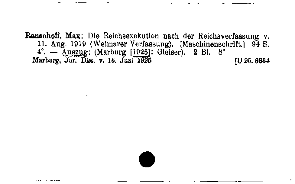 [Katalogkarte Dissertationenkatalog bis 1980]