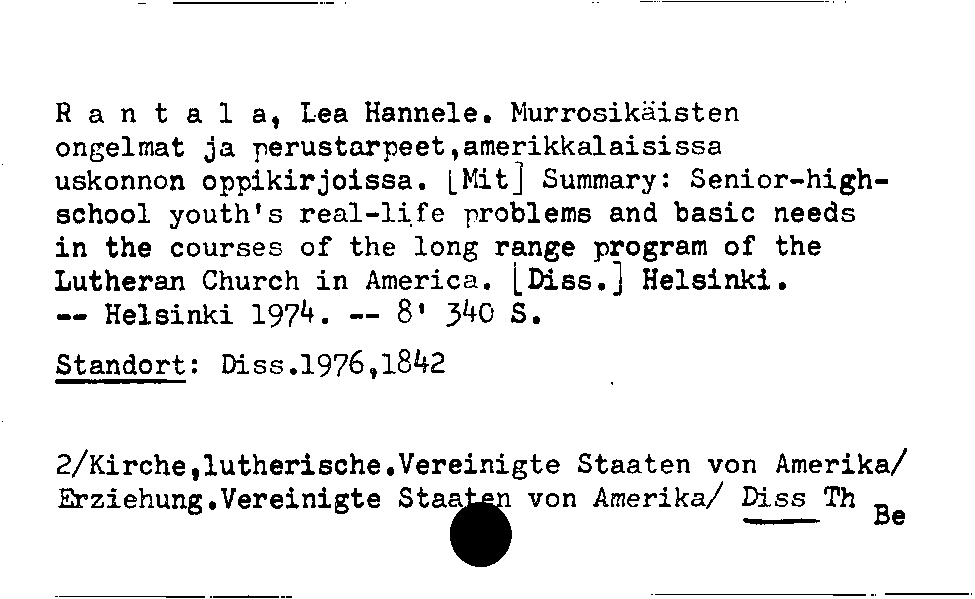 [Katalogkarte Dissertationenkatalog bis 1980]