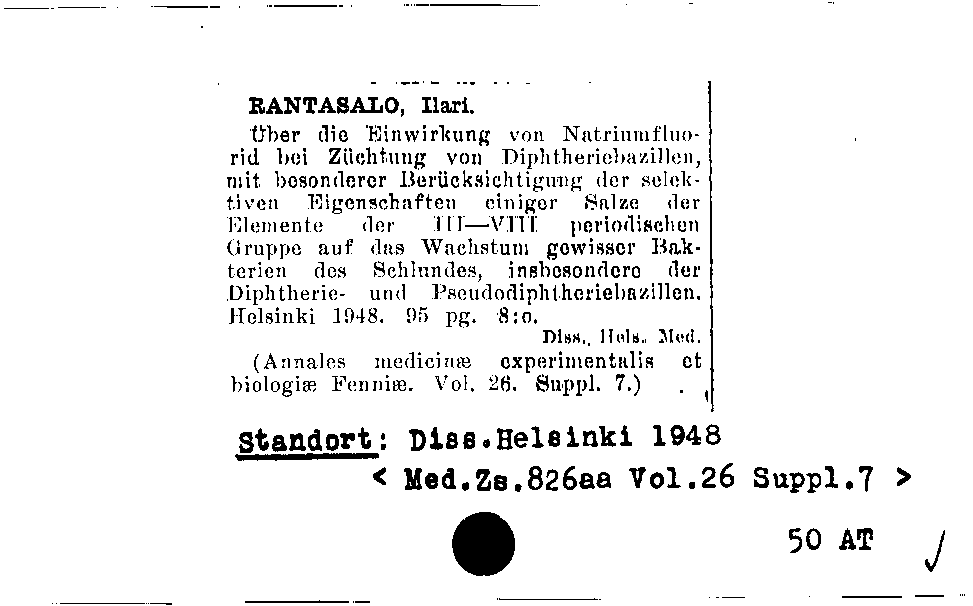 [Katalogkarte Dissertationenkatalog bis 1980]