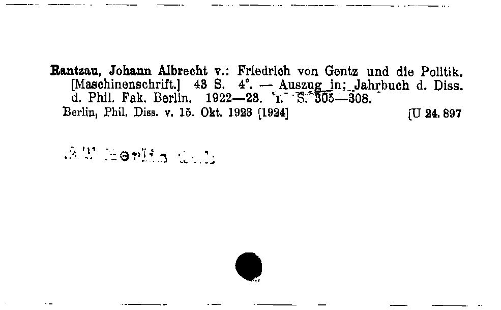 [Katalogkarte Dissertationenkatalog bis 1980]