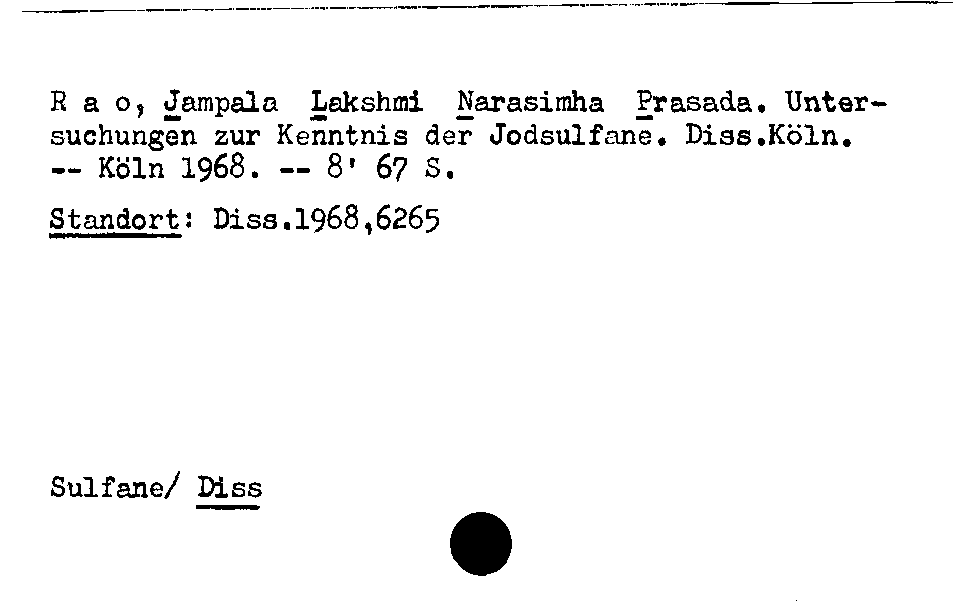 [Katalogkarte Dissertationenkatalog bis 1980]