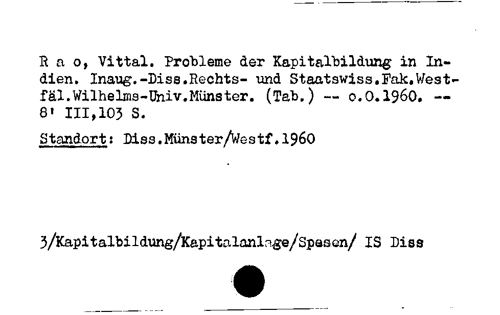 [Katalogkarte Dissertationenkatalog bis 1980]