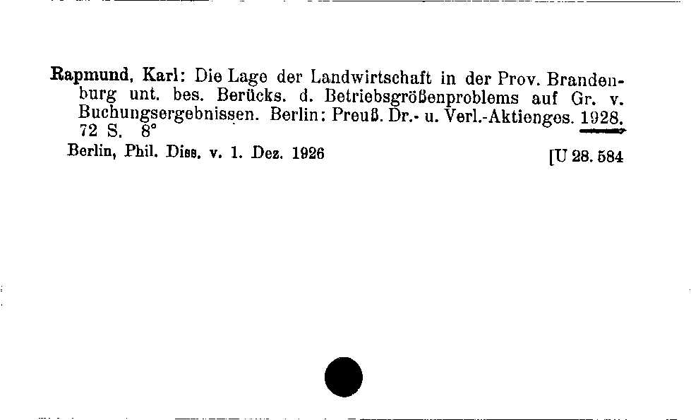 [Katalogkarte Dissertationenkatalog bis 1980]