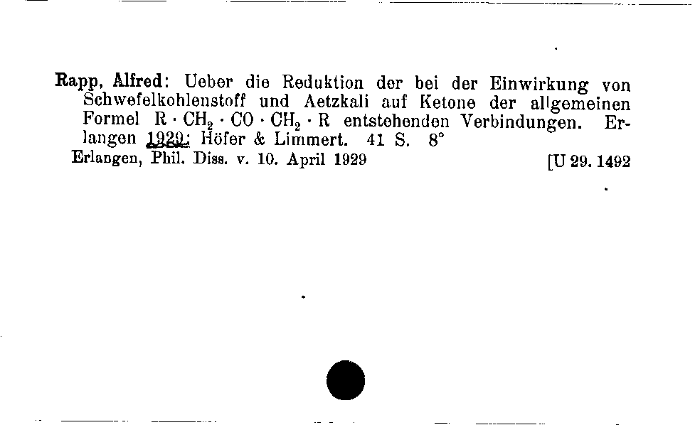 [Katalogkarte Dissertationenkatalog bis 1980]