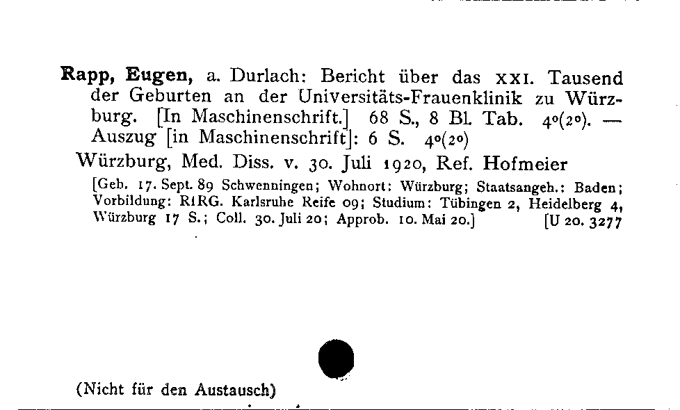 [Katalogkarte Dissertationenkatalog bis 1980]