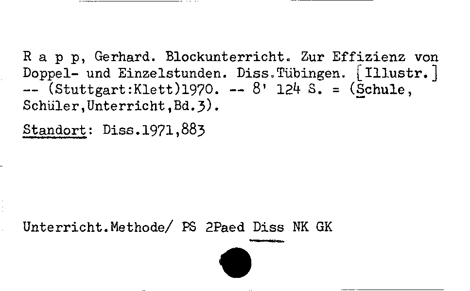 [Katalogkarte Dissertationenkatalog bis 1980]