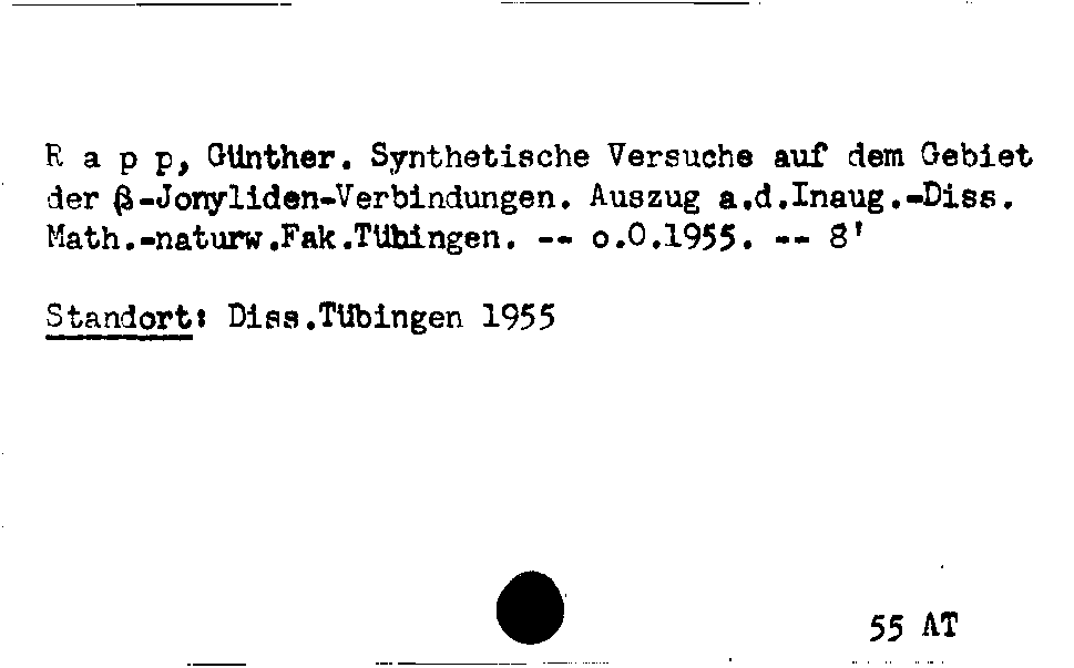 [Katalogkarte Dissertationenkatalog bis 1980]