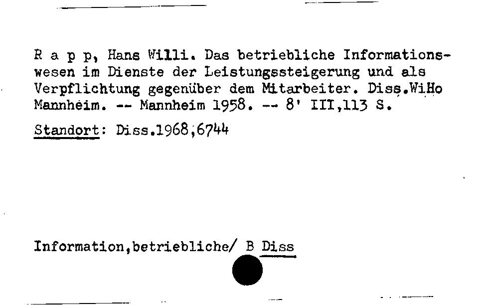 [Katalogkarte Dissertationenkatalog bis 1980]