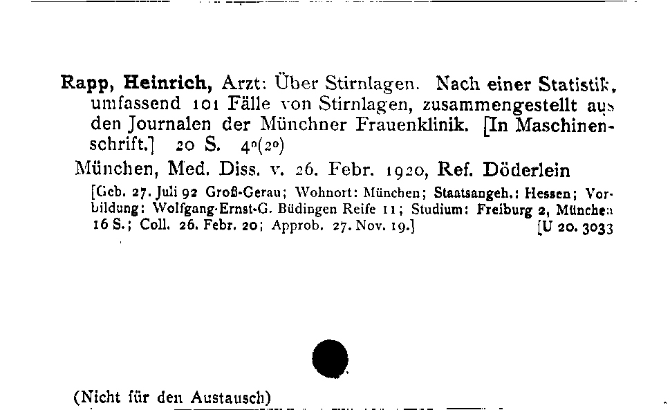 [Katalogkarte Dissertationenkatalog bis 1980]