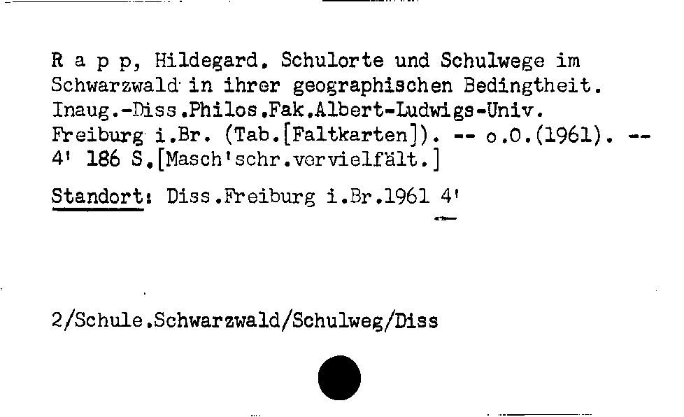 [Katalogkarte Dissertationenkatalog bis 1980]