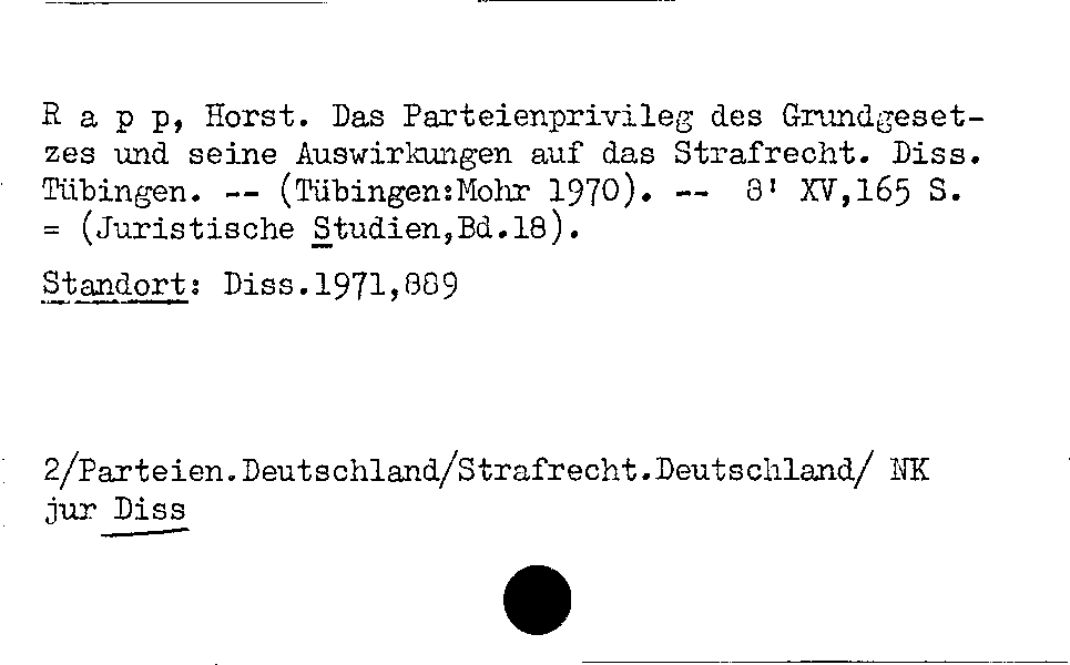 [Katalogkarte Dissertationenkatalog bis 1980]