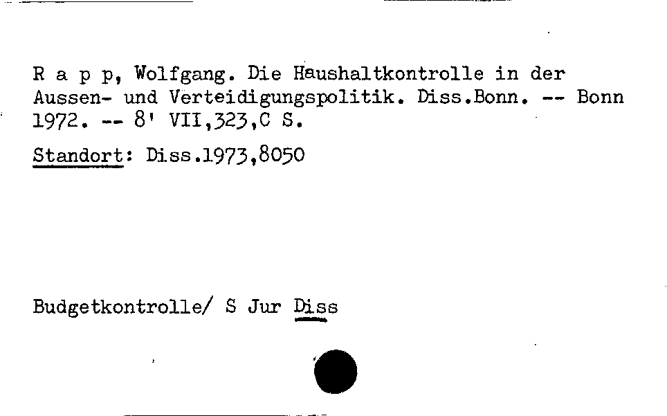 [Katalogkarte Dissertationenkatalog bis 1980]