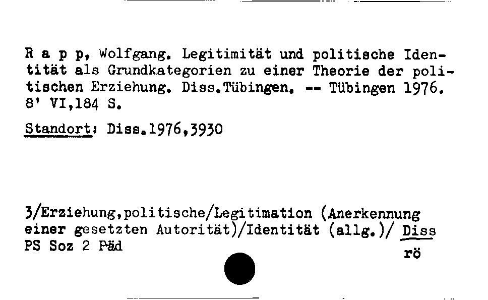 [Katalogkarte Dissertationenkatalog bis 1980]