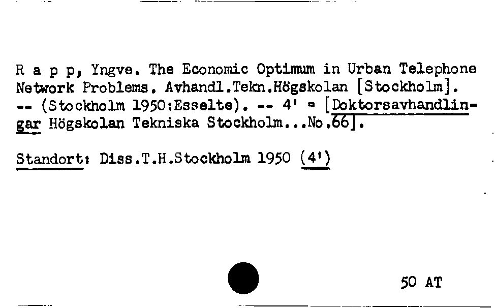 [Katalogkarte Dissertationenkatalog bis 1980]