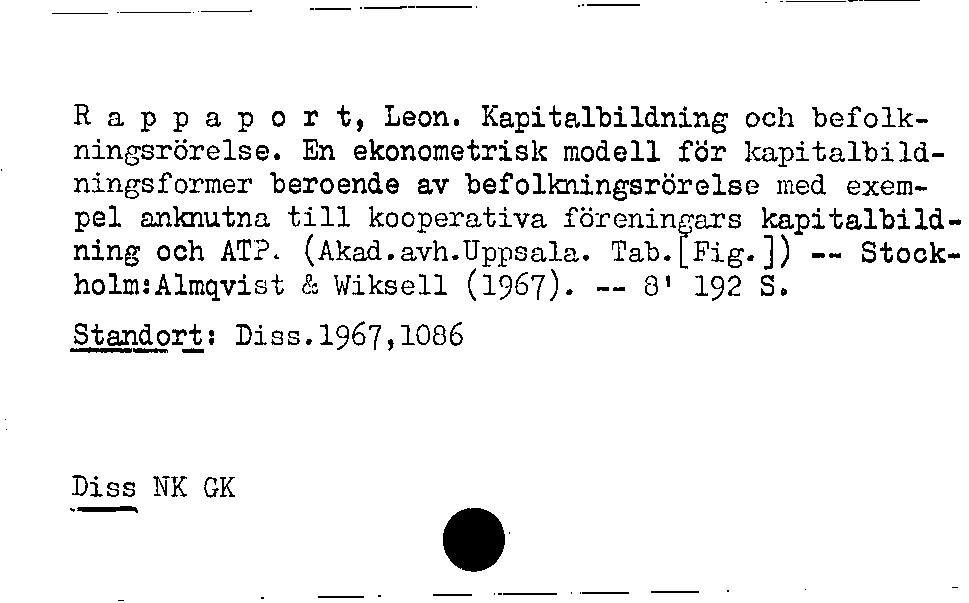 [Katalogkarte Dissertationenkatalog bis 1980]