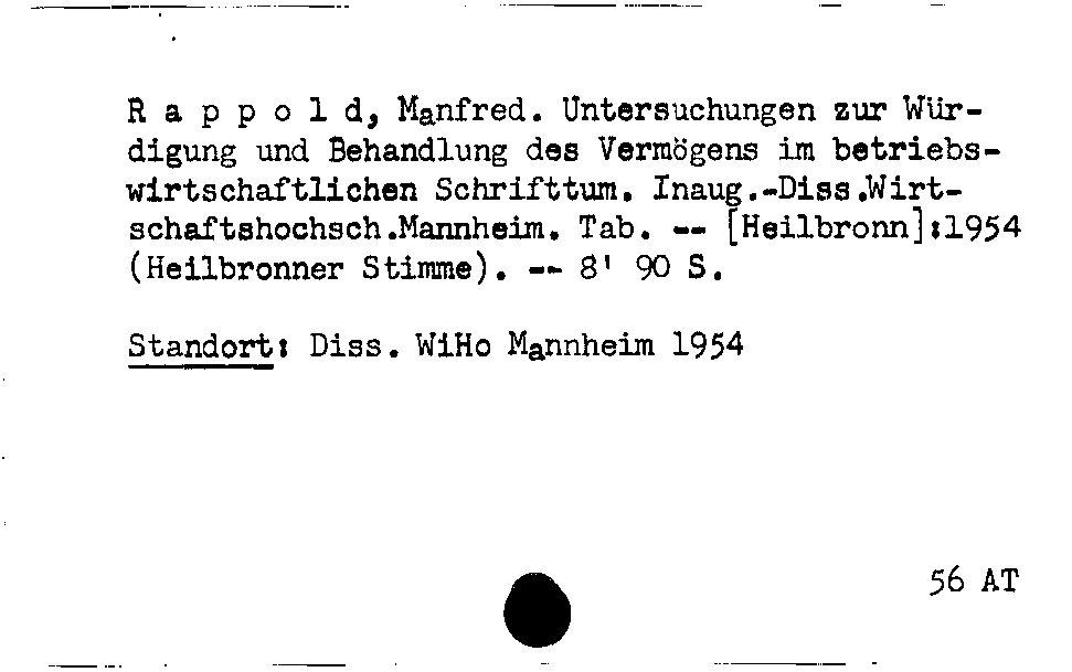 [Katalogkarte Dissertationenkatalog bis 1980]