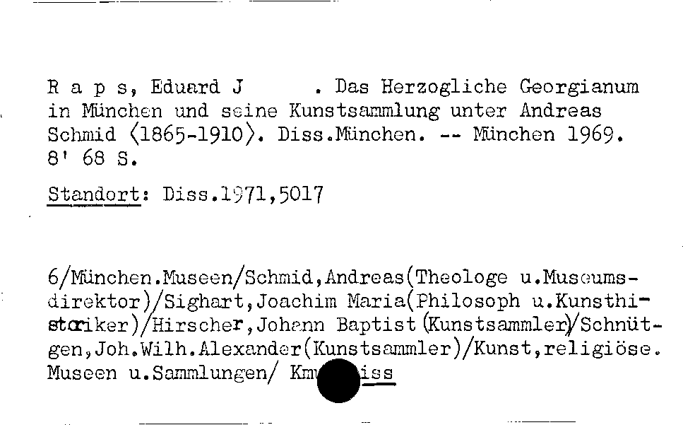 [Katalogkarte Dissertationenkatalog bis 1980]