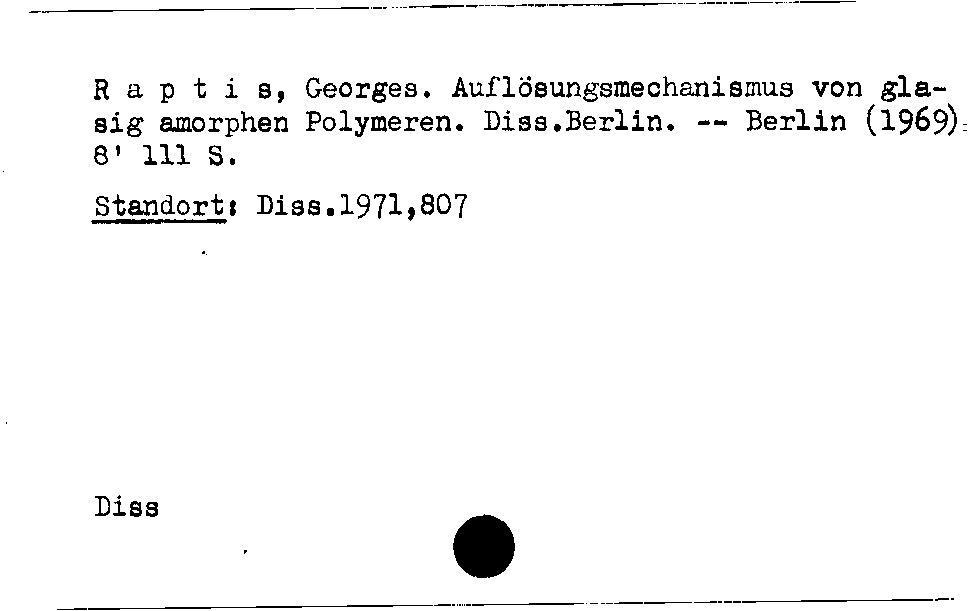 [Katalogkarte Dissertationenkatalog bis 1980]