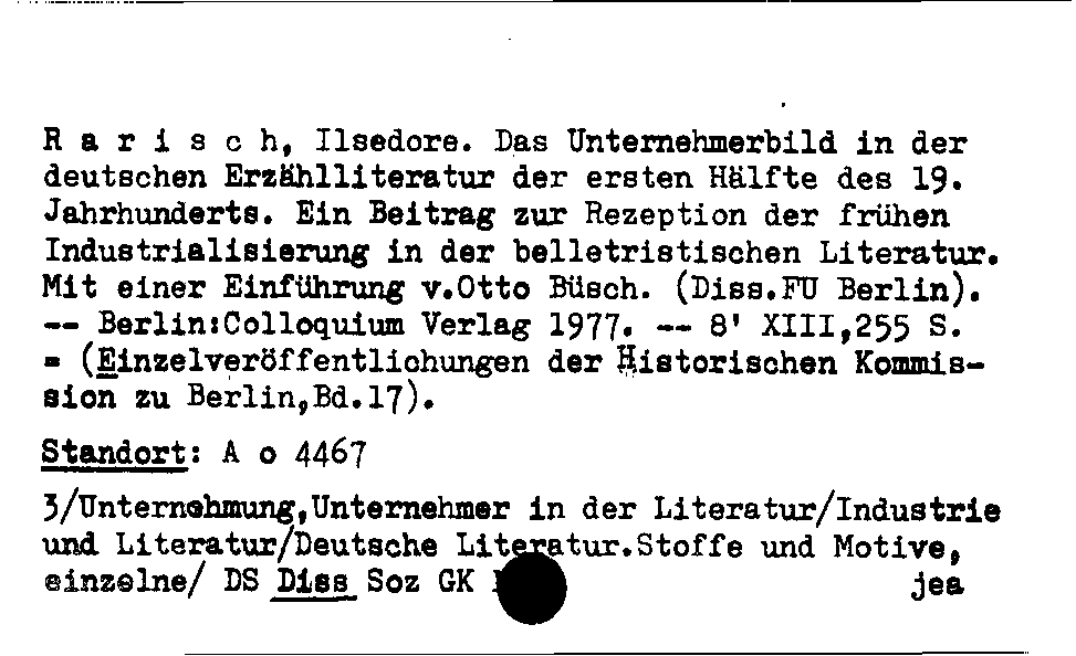 [Katalogkarte Dissertationenkatalog bis 1980]