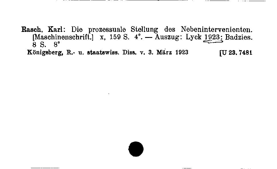 [Katalogkarte Dissertationenkatalog bis 1980]