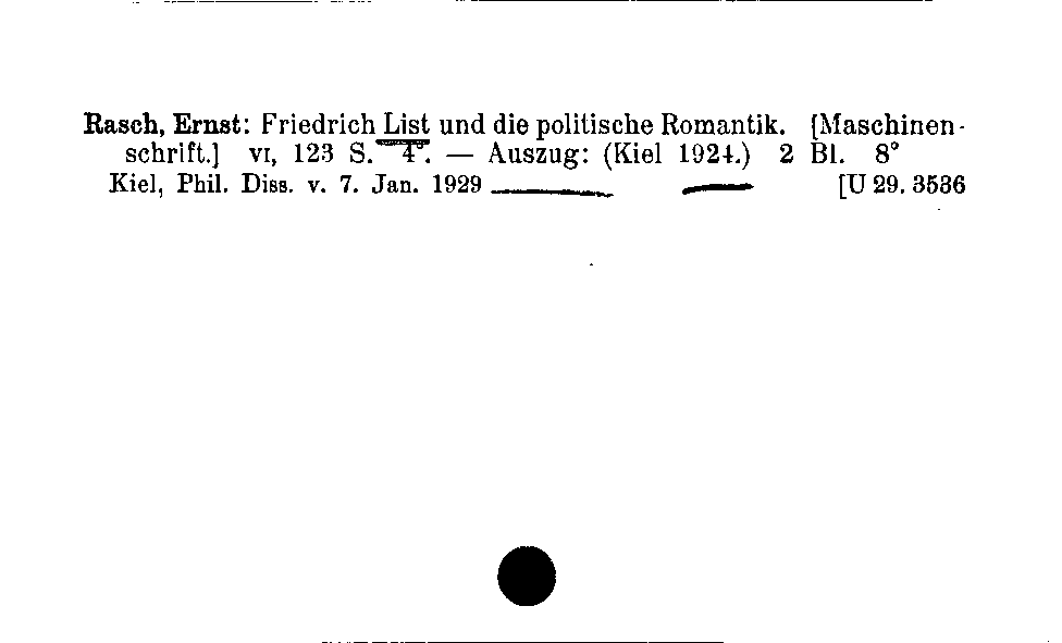 [Katalogkarte Dissertationenkatalog bis 1980]