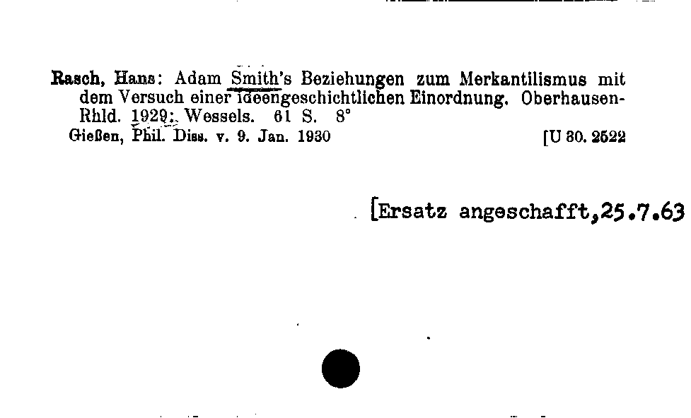 [Katalogkarte Dissertationenkatalog bis 1980]