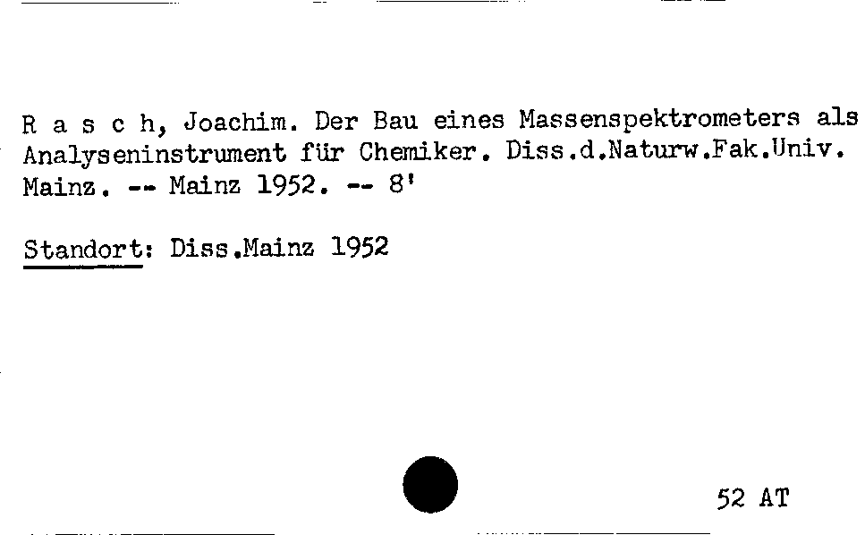 [Katalogkarte Dissertationenkatalog bis 1980]