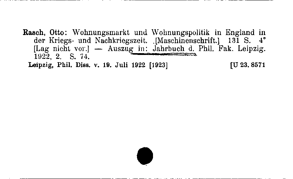 [Katalogkarte Dissertationenkatalog bis 1980]