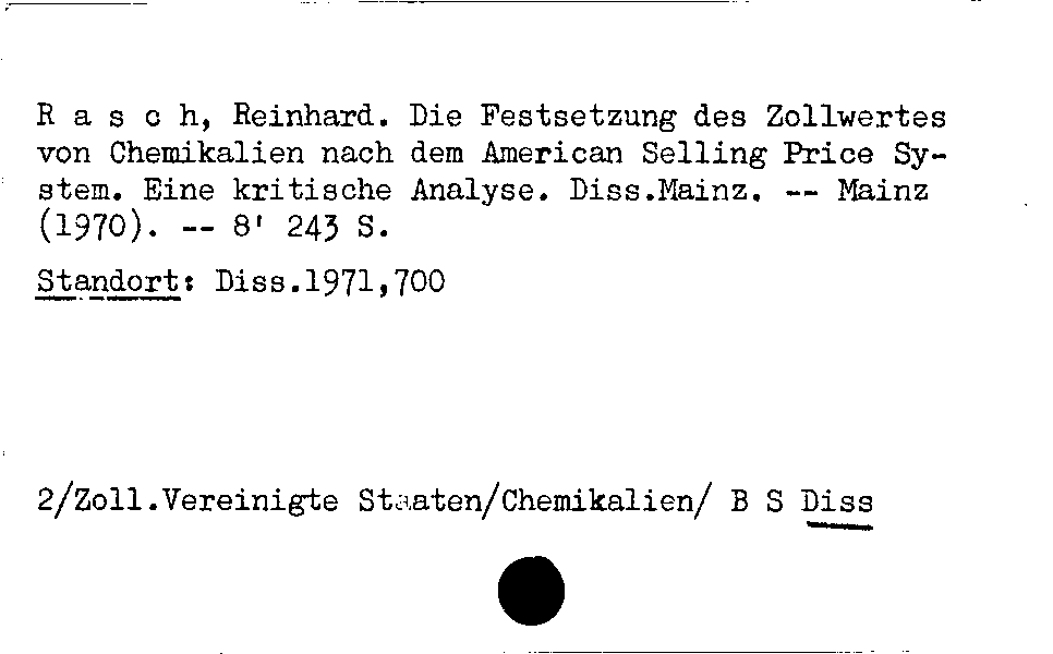 [Katalogkarte Dissertationenkatalog bis 1980]