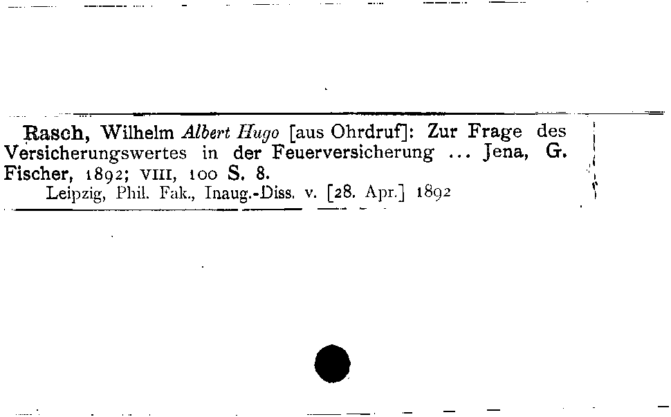 [Katalogkarte Dissertationenkatalog bis 1980]