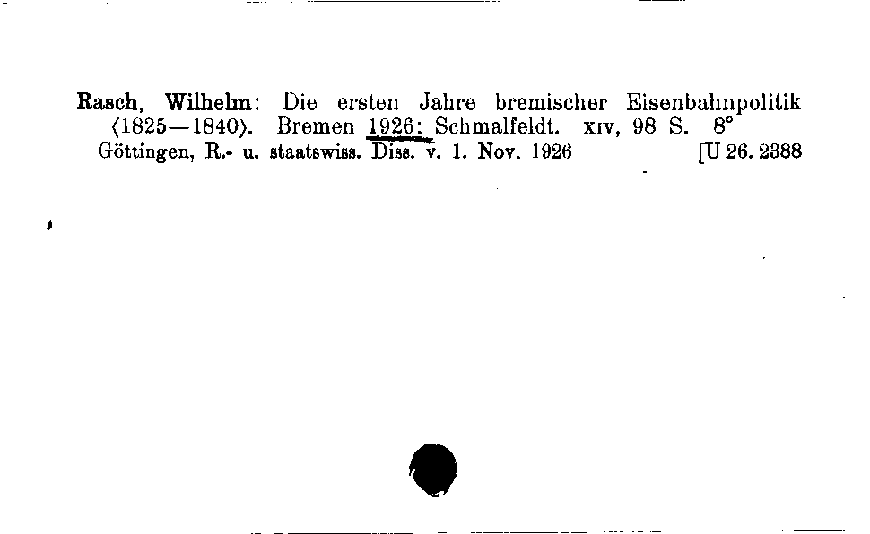 [Katalogkarte Dissertationenkatalog bis 1980]