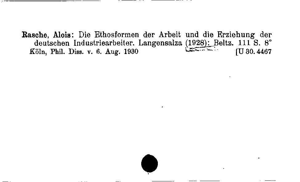 [Katalogkarte Dissertationenkatalog bis 1980]