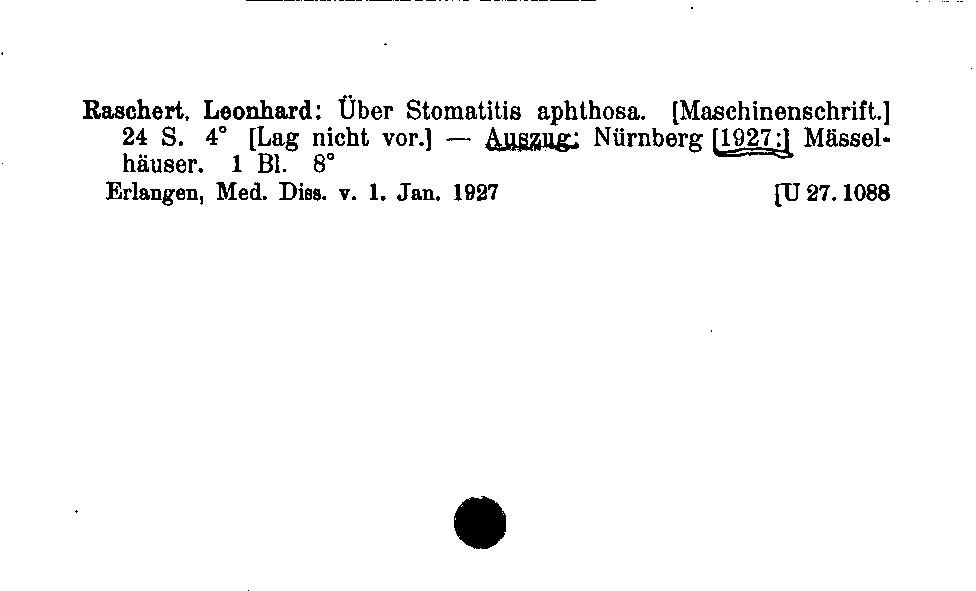 [Katalogkarte Dissertationenkatalog bis 1980]