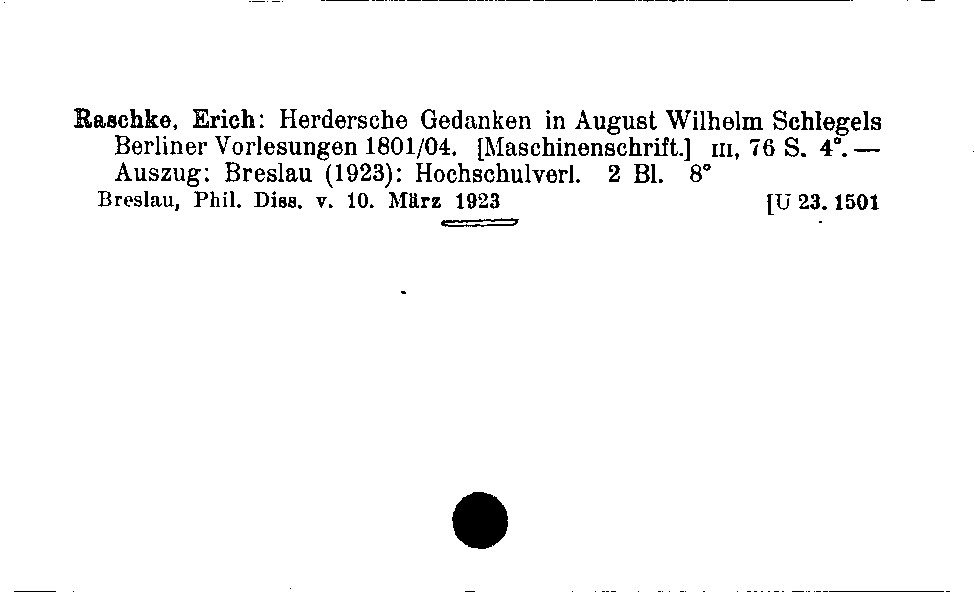 [Katalogkarte Dissertationenkatalog bis 1980]