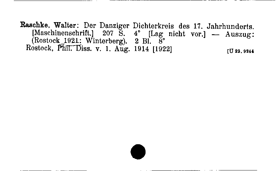 [Katalogkarte Dissertationenkatalog bis 1980]