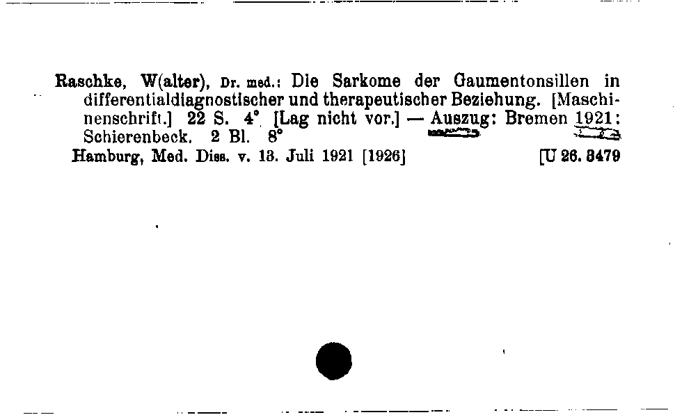 [Katalogkarte Dissertationenkatalog bis 1980]