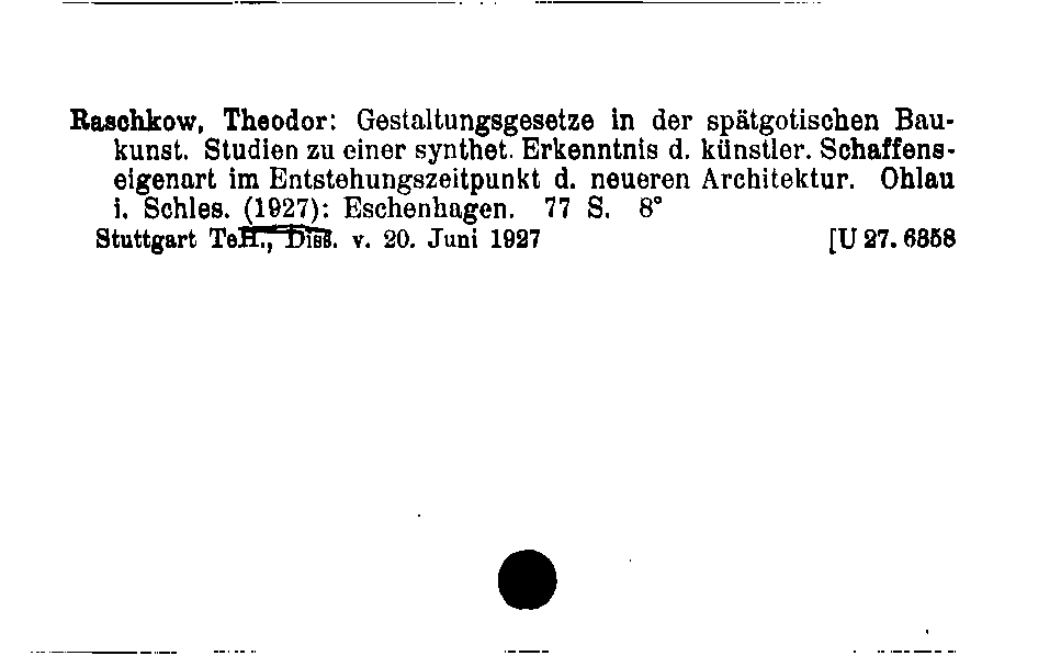 [Katalogkarte Dissertationenkatalog bis 1980]