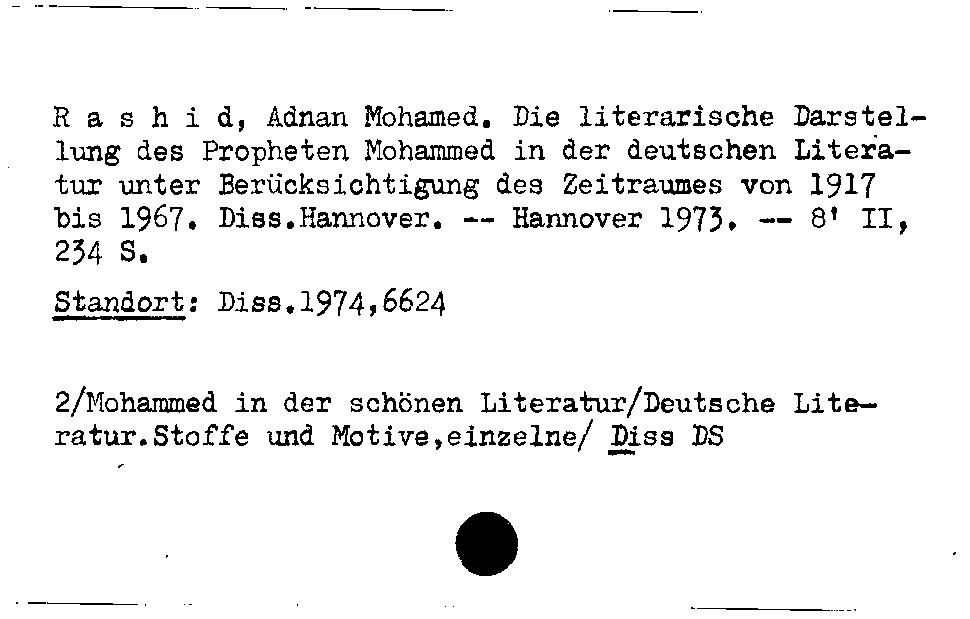 [Katalogkarte Dissertationenkatalog bis 1980]