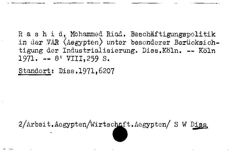 [Katalogkarte Dissertationenkatalog bis 1980]